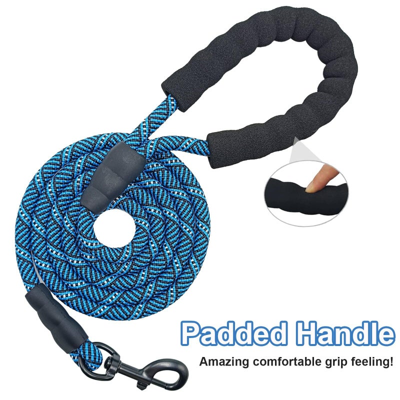 MayPaw Rope Dog Leash 3/6/8/10/12/15/20/30 FT, Heavy Duty Nylon Pet Leash, Soft Padded Handle Thick Lead Leashes for Large Medium Dogs (1/2" * 6', Blue Black) - Image 3